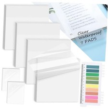 6 Pads Transparent Sticky Notes with Sticky Tabs, 3x3 inch Clear Clear 7 Pcs