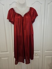 Granada Maroon Nightgown Size XL Lace Trim Vintage Style Sleepwear Glam