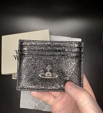 Vivienne Westwood Logo Leather Black Card Holder Wallet Free Shipping