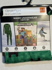 Cuddle Duds Boy's ClimateRight Minecraft Warm Underwear Set Brand New Size 6/7