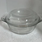 Vintage Clear Glass 12 oz Casserole Dish w/ lid Anchor Hocking 1072 USA Small