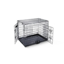 42 Inch Metal Dog Cage Heavy Duty Crate Black Pet Cage with Removable Tray New