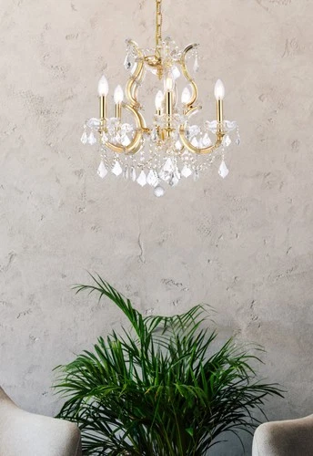 Elegant Lighting 2800D20/RC Maria Theresa 6 Light 20"W Crystal - Gold - Picture 5 of 12