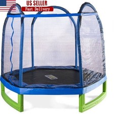 First Hexagon Trampoline Kids Ages 3-10 Backyard Safe Fun Jumping 100 Lb Limit