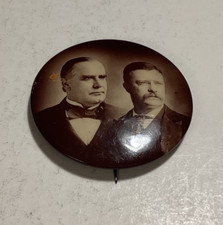 William McKinley and Teddy Roosevelt Sepia Portrait Jugate Button 1 3/4”