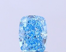 1.10 Ct Cushion Cut Lab IGI Certifide Diamond Fancy Vivid Blue Color VVS2 Ring