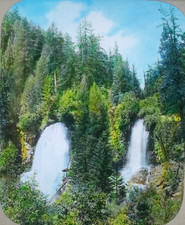 Lower Falls, Little Bitterroot River, Montana, c1930's Magic Lantern Glass Slide