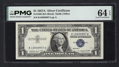 United States-Silver Certificate 1 Dollar 1957A Fr#1620 (KA Block) UNC Grade 64