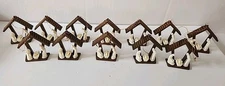 NATIVITY Manger Jesus Mary Joseph Christmas Vtg brown/white 12 