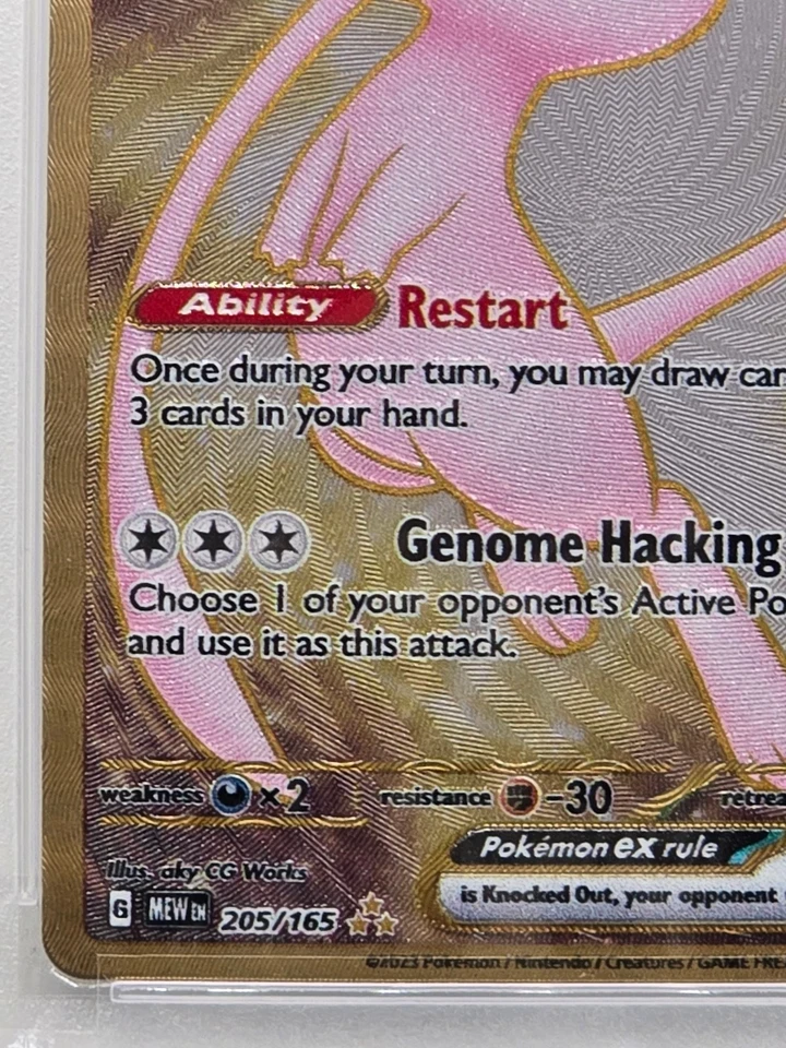 Tarjeta promocional 2023 Pokemon Mew ex Full Art 151 UPC metal dorado 205/165 PSA 10 GEM MT Foto 4 de 4