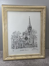 Saint Basil Visitation Church Chicago Sketch Jack Simmerling SIGNED Framed
