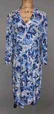 Dana Buchman - Abstract Blue Floral Faux Wrap Knit Dress - Women's Size Large