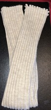 Leg Warmers Beige Warm Ribbed Acrylic Extra Long Scalloped Top