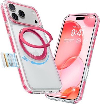 TORRAS 360 Magnetic Stand for iPhone 17 Pro 6.3'' Case Crystal Pink, Ostand O3