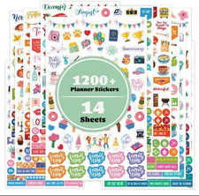 12 Theme Monthly Planner Stickers, 14 Sheets, 1200 Holiday Stickers
