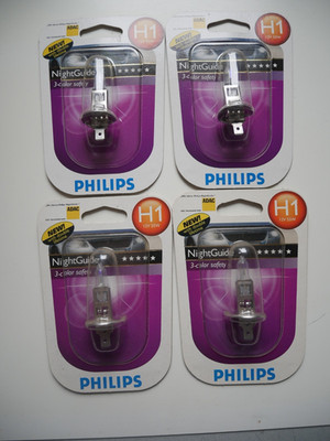 4 Stück Philips Night Guide 3 in 1  H1 12V 55W Glühlampe