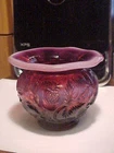 Rare 3 1/4" Fenton PLUM OPALESCENT Inverted Strawberry 1984 FAGCA Spittoon Vase