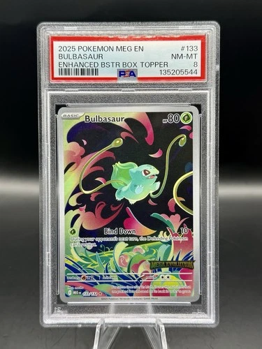 PSA 8 Bulbasaur Stamped Box Promo Pokemon Mega Evolution 133/132 English 2025