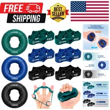 Grip Strength Trainer, Finger Exerciser, Forearm Strengthener 9-Piece Kit, Ha...