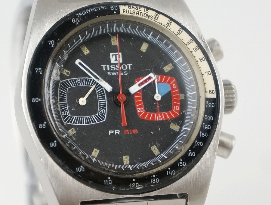Vintage Tissot Pr-516 Chronograph Stainless Steel Watch 40528-1X w
