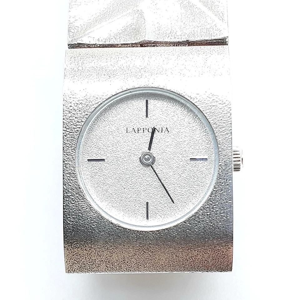 Orologio Lapponia Argento Sterling 925 Quarzo Bracciale 2000 Vintage con Scatola - Immagine 3 di 4