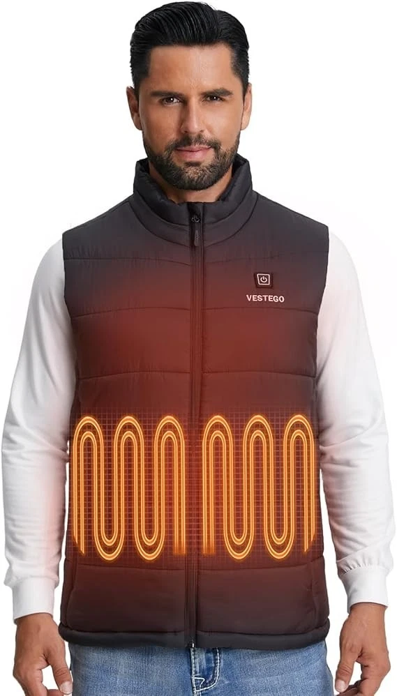 Men’s Heated Vest & Jacket with 3 Heat Levels and Battery Pack – Black Medium