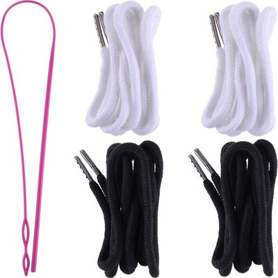 Drawstring Cords Replacement Drawstrings with Easy 53 inch, Black, White