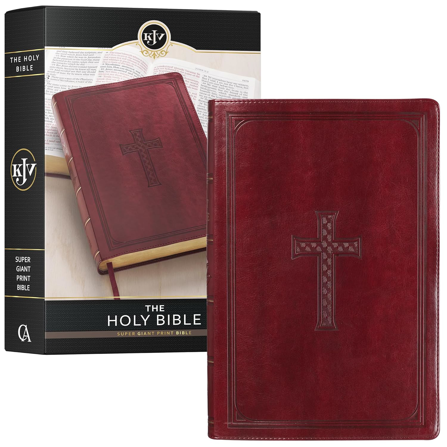 KJV Holy Bible Super Giant Print Faux Leather Burgundy Thumb Index Edition
