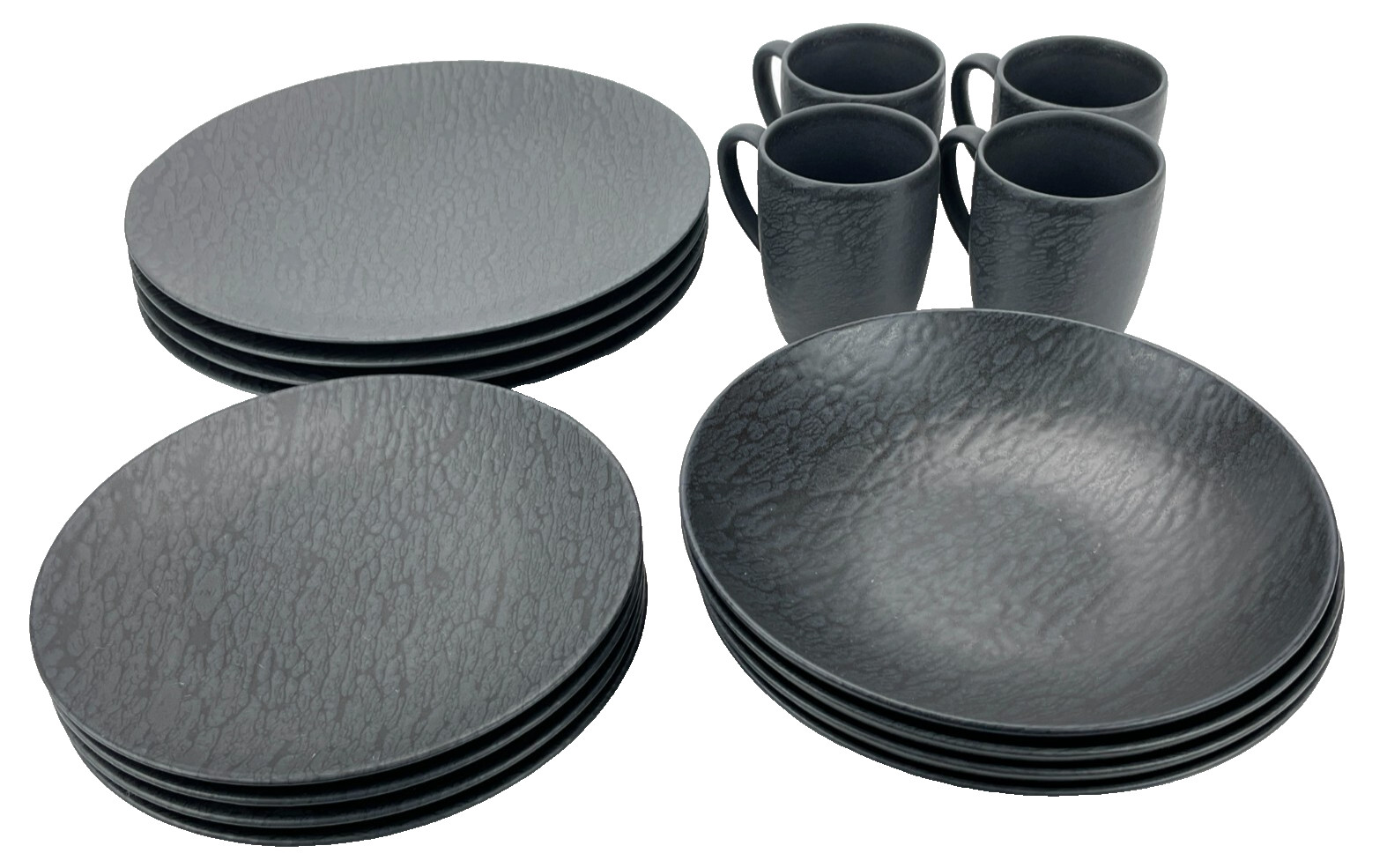 CreaTable Serie Schiefer Black 15-teiliges Geschirrset Kombiservice unvollständi