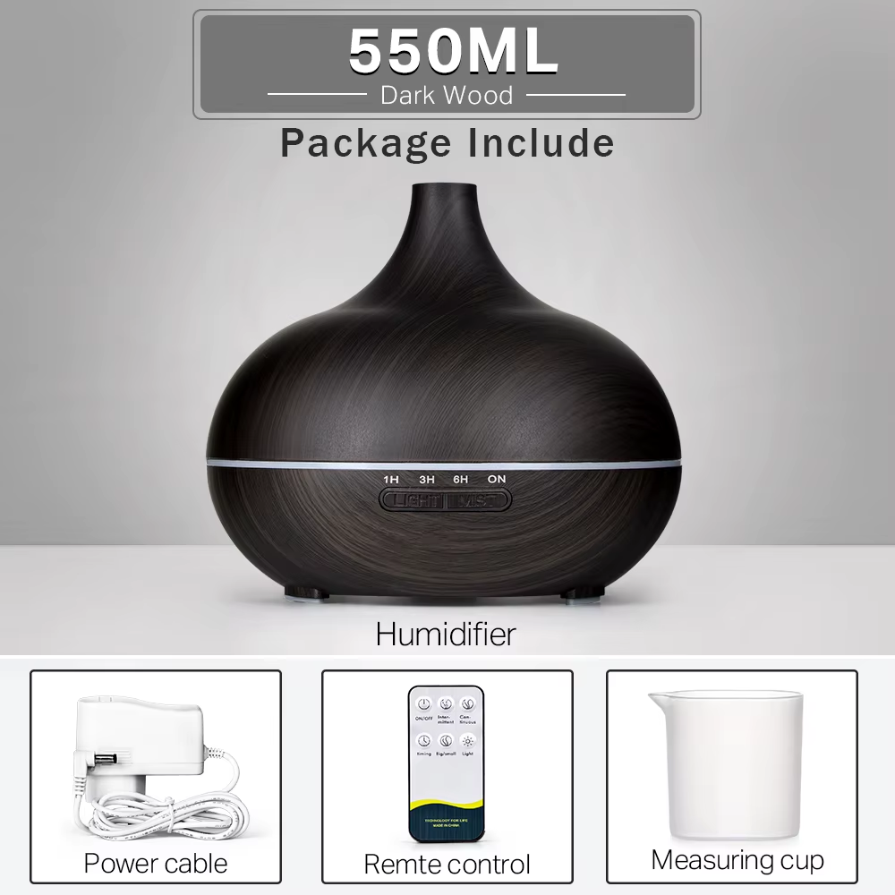 Essential Oil Diffuser Wood Grain Remote Control Ultrasonic Air Humidifier-image