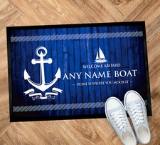 Personalised Boat Mat - Sailing boat, narrowboat, Anchor 60x40cm door Mat B201