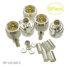 5-Pack Right-Angle UHF PL-259 Male Crimp-Type RF Connector for RG8X, MR240 Coax