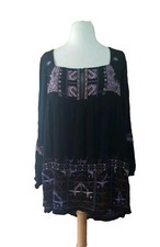 Free People Rhiannon Embroidered Mini Dress Black Size S Boho Peasant Cottage