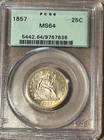 1857 SEATED LIBERTY QUARTER PCGS MS64