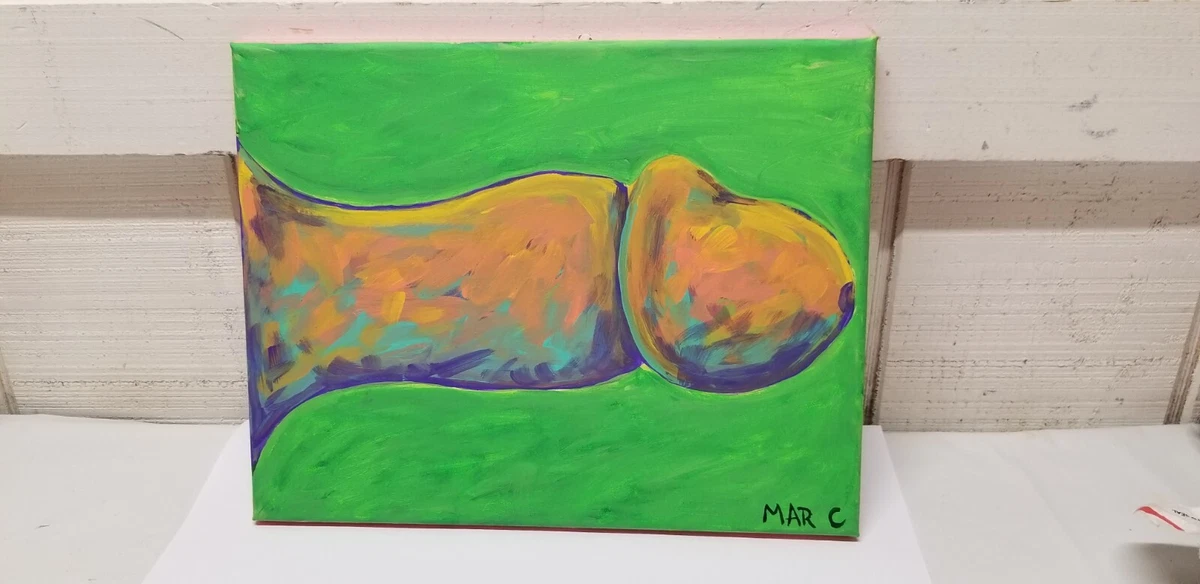 Original Hand Painted Bright Colorful Male Penis Dick Art on 11"x14" Canvas  | eBay