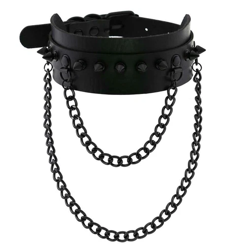 Women Pu Leather Choker Necklace O Ring Neck Collar Chain Gothic Punk Studded - Picture 13 of 49