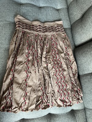 Reiss Brown Red Skirt Size With Pretty Detail UK