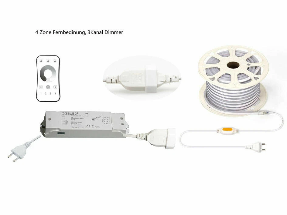 Neon LED Strip Warmweiß wasserfest Dimmbar + Dimmer + Fernbedienung 10 meter - Bild 2 von 2