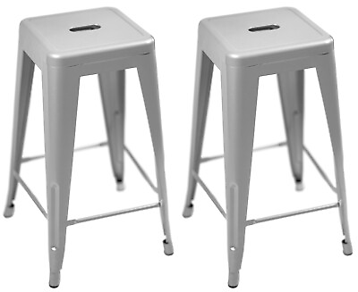 #ad Sunjoy Group Stackable Metal Barstool Silver 26quot; Damaged Pack of 2 $81.02