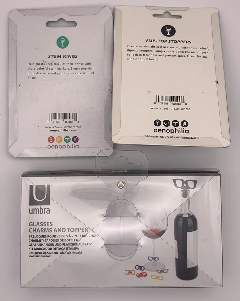 Gafas de sol Umbra marcador de copa de vino y tapones abatibles Oeno y anillos de vástago Foto 2 de 3