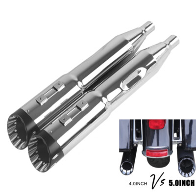 5.0'' Stepped Pipes for Harley Davidson Exhaust Slip Ons Touring 95-16, Rumble