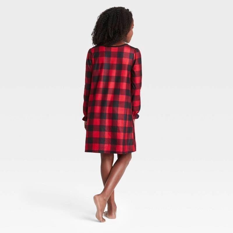 Kids Holiday Buffalo Check Matching Family Pajamas NightGown