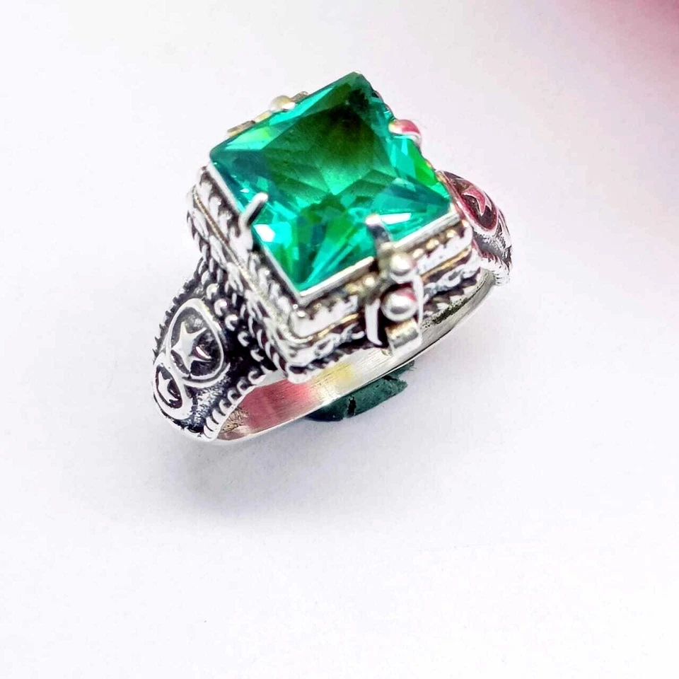 Tourmaline Gemstone Handmade New Poison Ring, 925 Sterling Silver Poison Ring. - Image 4 of 4