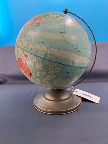 Vintage Replogle Stereo Relief Earth Globe 12" With Metal Base