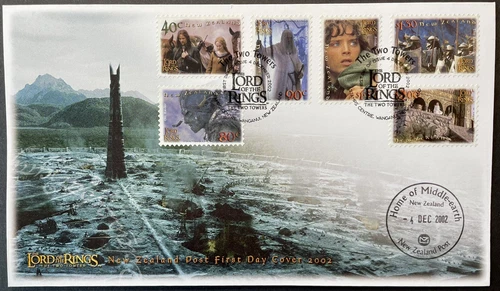 NEW ZEALAND LORD OF THE RINGS TWO TOWERS FDC STAMPS 2002 MIDDLE EARTH POSTMARK 2