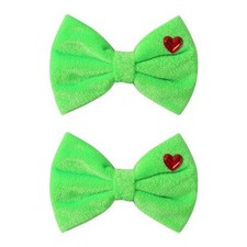 5 Inch Green Heart Hair Bow Clips 2PC Christmas Tree Decorations Women Girls ...