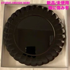 F 川漆器 Lacquered Black Round Plate 24cm  Japanese Kuih Sheng