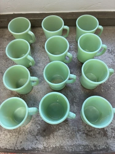 Fire King Jadite Milk Glass Mugs Set of 12 Made in USA