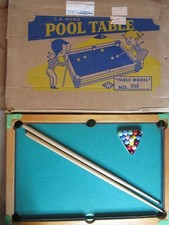 Vintage 1960 C G Wood Pool Table #233 Wood w/Metal Legs 24.5" x 16.5" COMPLETE