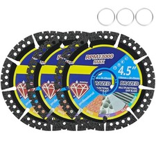 3 Pack 4.5" Vacuum Brazed Diamond Grinder Blades, Angle Grinder Cutting Discs...